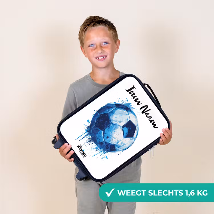 Kinderkoffer met naam - Voetbalvibes - Inktspatten - Blauw — 3