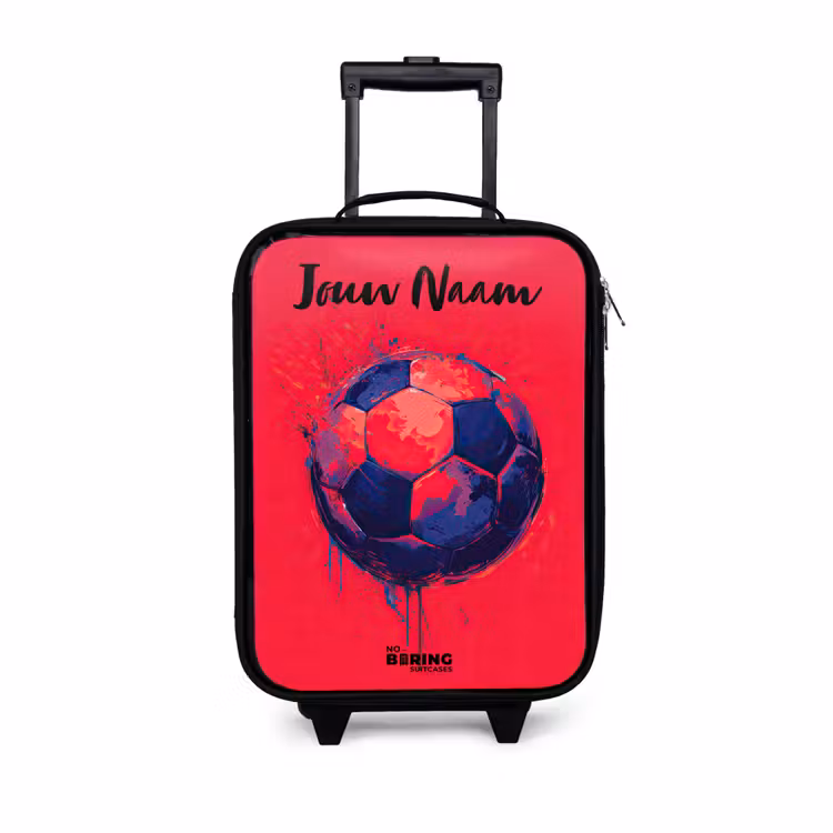 Kinderkoffer met naam - Voetbalvibes - Verf - Blauw - Rood — 1