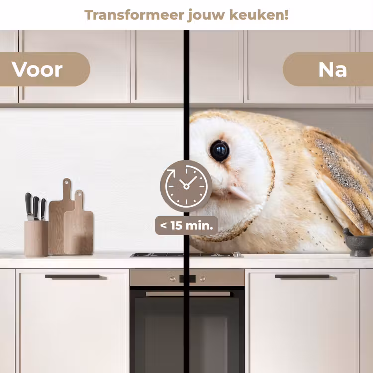 Keuken achterwand - Uil - Bruin - Wit — 2