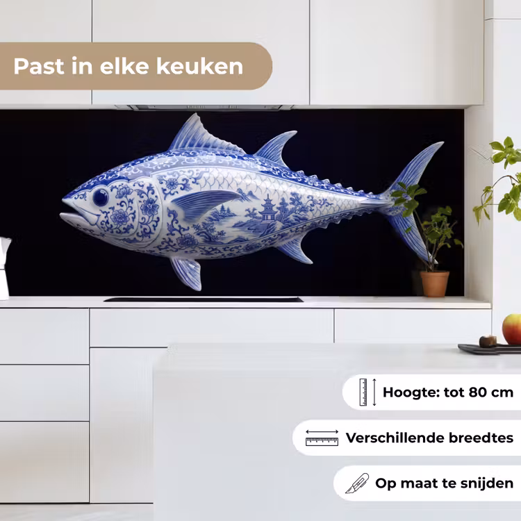 Keuken achterwand - Porselein - Tonijn - Delfts - Blauw — 4