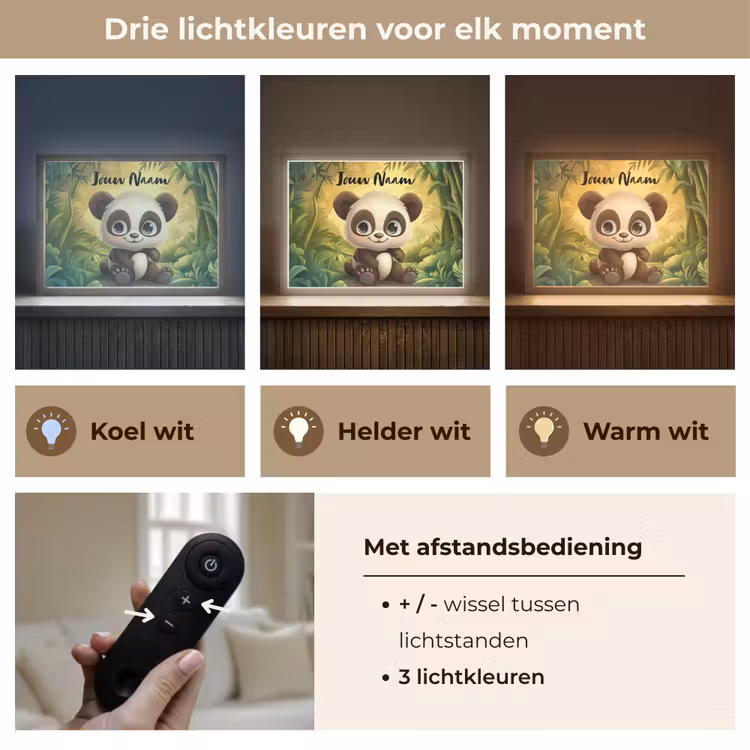 Lightbox - Wandlamp kinderkamer met naam - Panda - Bamboebos - Groen — 8