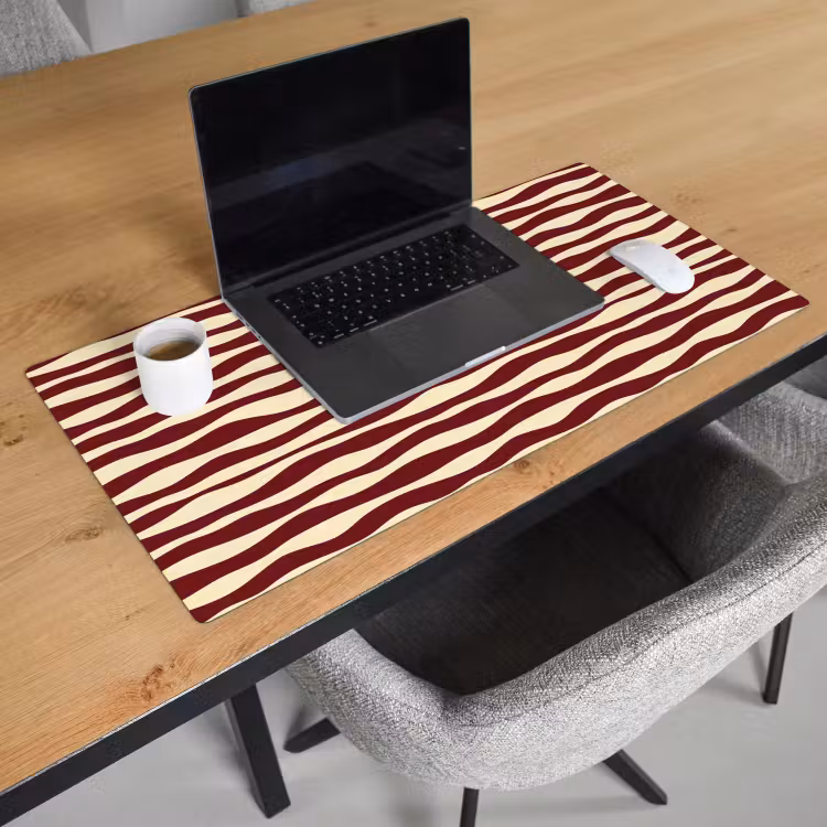 Bureau onderlegger - Golven - Rood - Patroon - Crème — 3