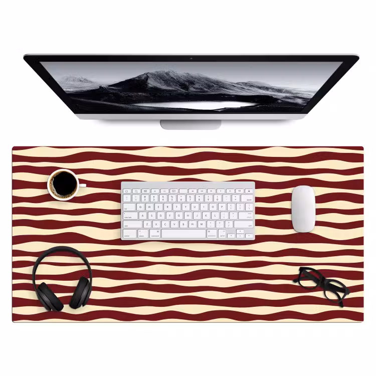 Bureau onderlegger - Golven - Rood - Patroon - Crème — 4