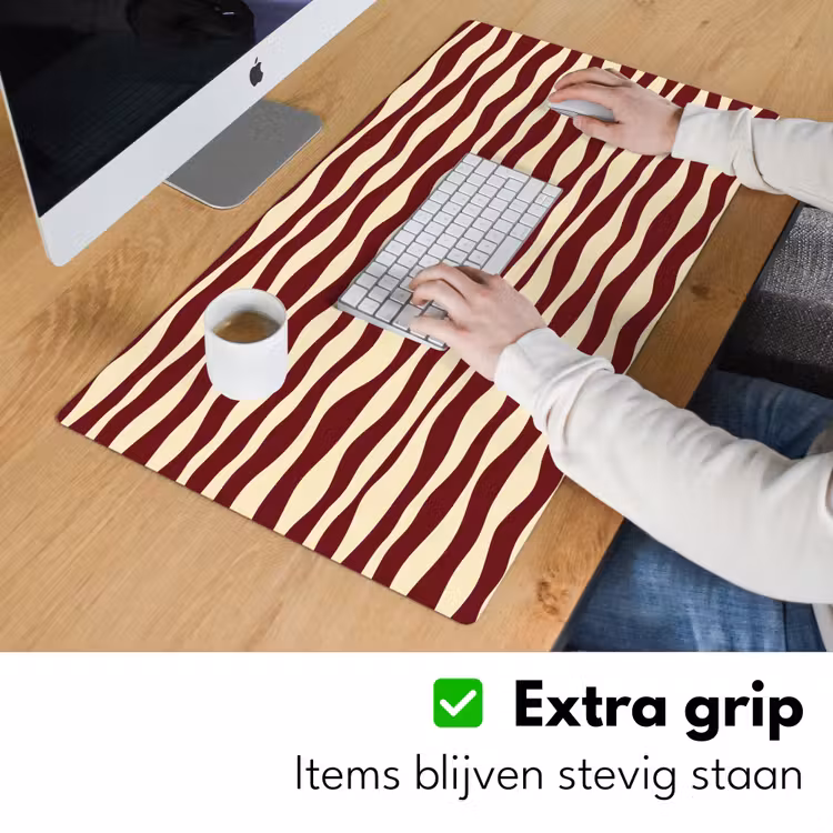 Bureau onderlegger - Golven - Rood - Patroon - Crème — 6