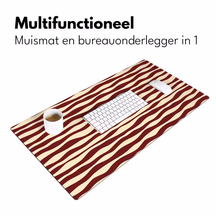 Bureau onderlegger - Golven - Rood - Patroon - Crème — 7