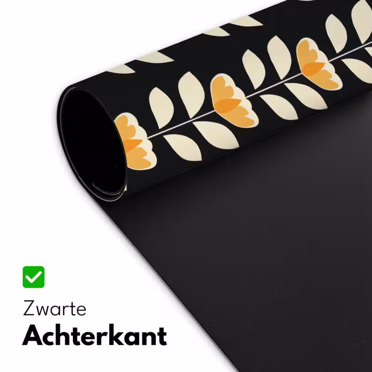 Bureau onderlegger - Retro - Bloem - Zwart - Okergeel — 5