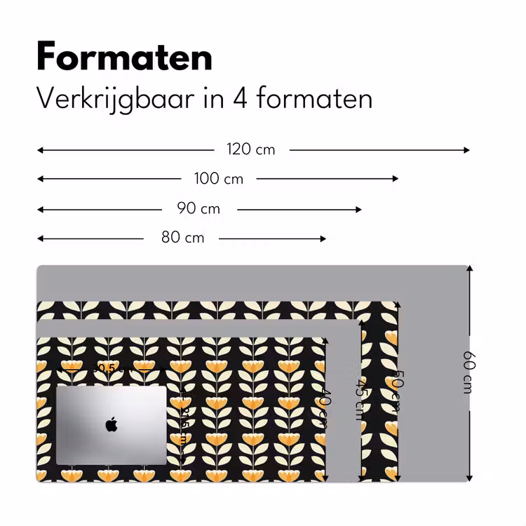 Bureau onderlegger - Retro - Bloem - Zwart - Okergeel — 8
