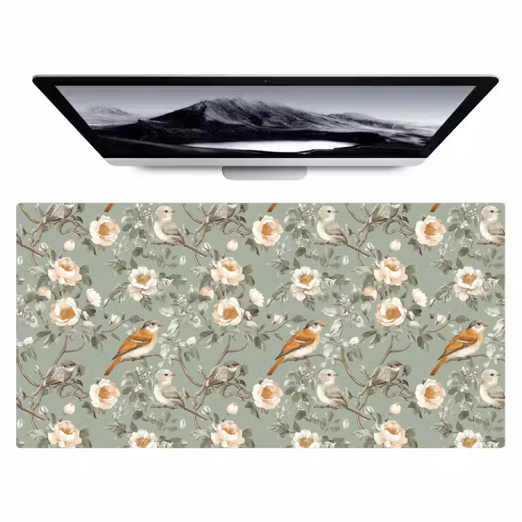 Bureau onderlegger - Roze - Vogels - Kleurrijk — 1