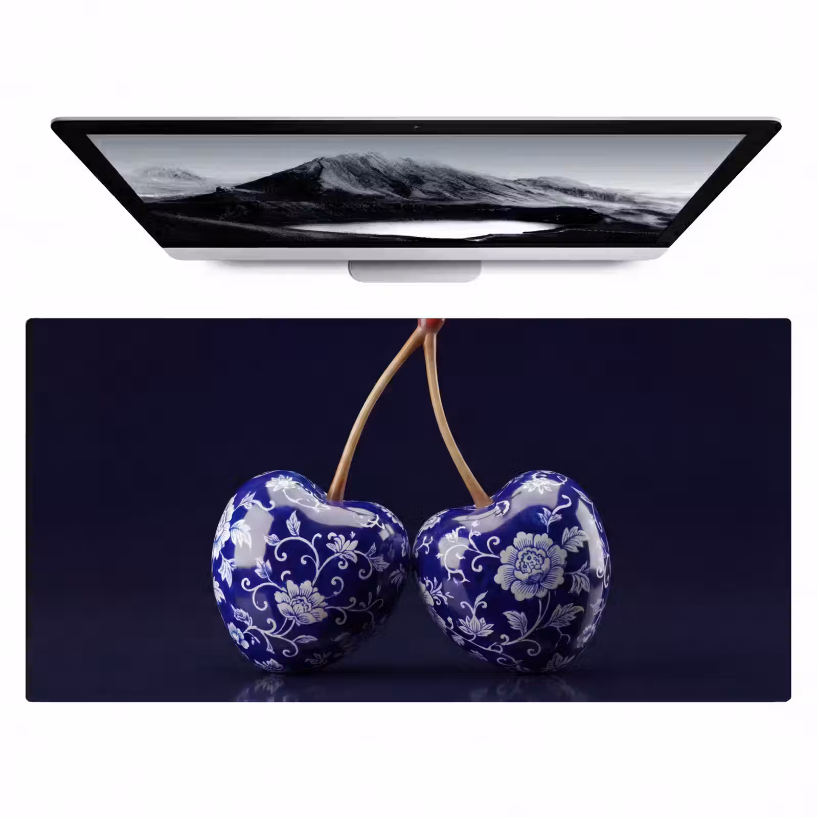 Bureau onderlegger - Porselein- Kersen - Delfts - Blauw — 1