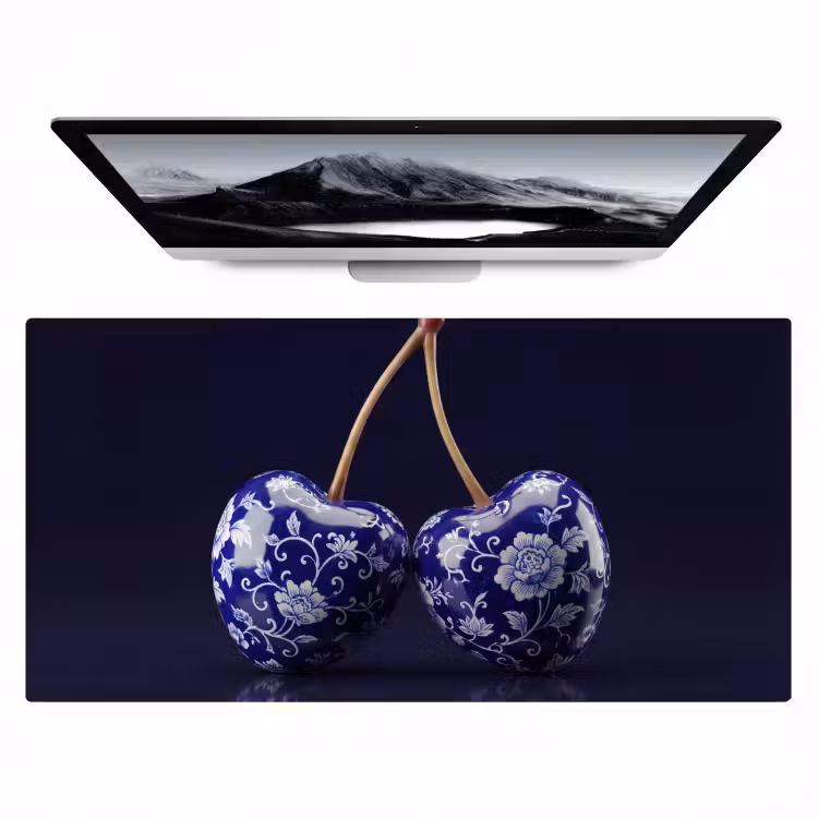 Bureau onderlegger - Porselein- Kersen - Delfts - Blauw — 1
