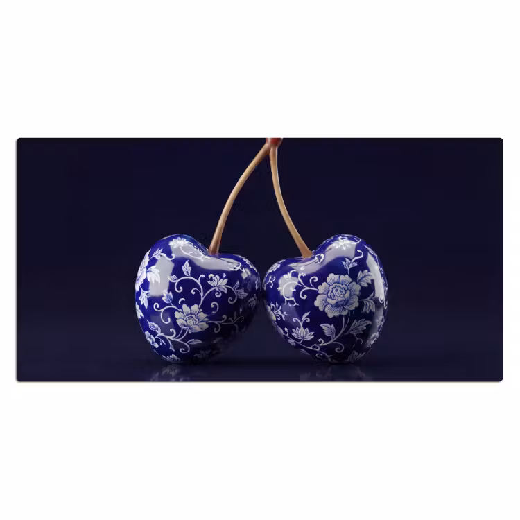 Bureau onderlegger - Porselein- Kersen - Delfts - Blauw — 2