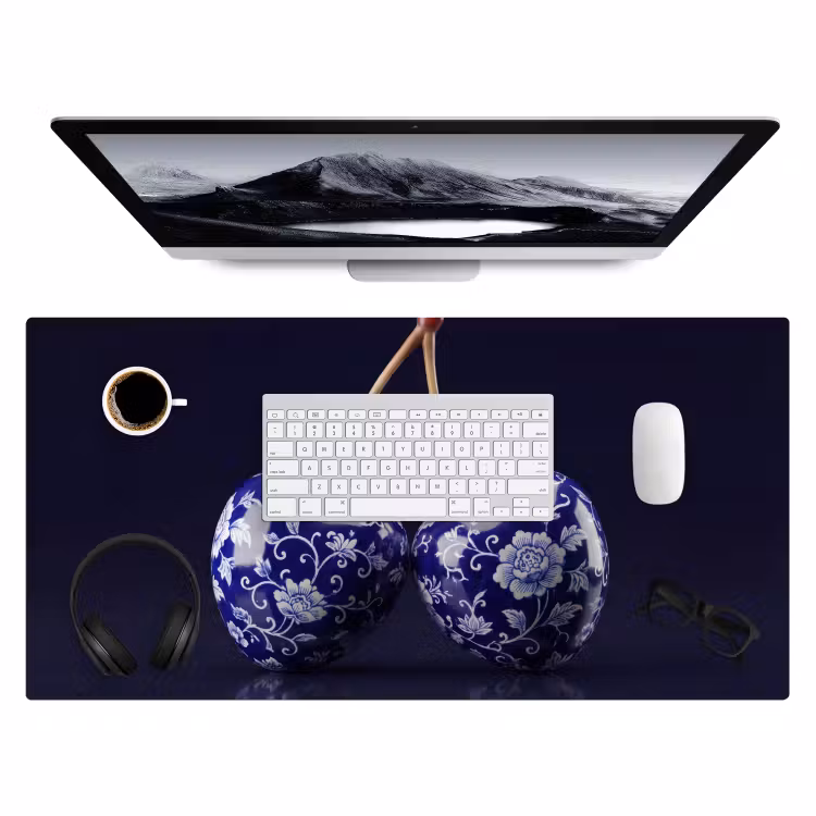 Bureau onderlegger - Porselein- Kersen - Delfts - Blauw — 4