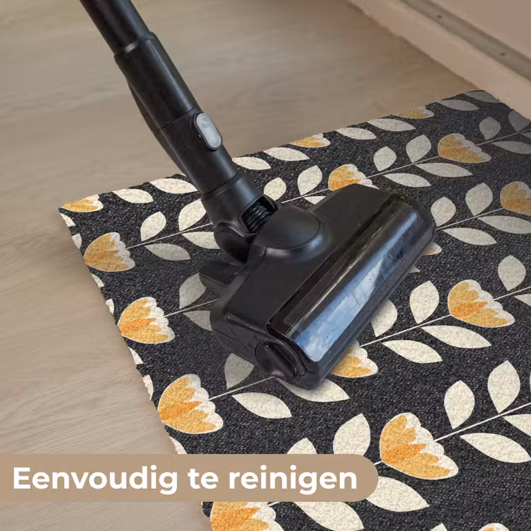 Deurmat - Retro - Bloem - Zwart - Okergeel — 9