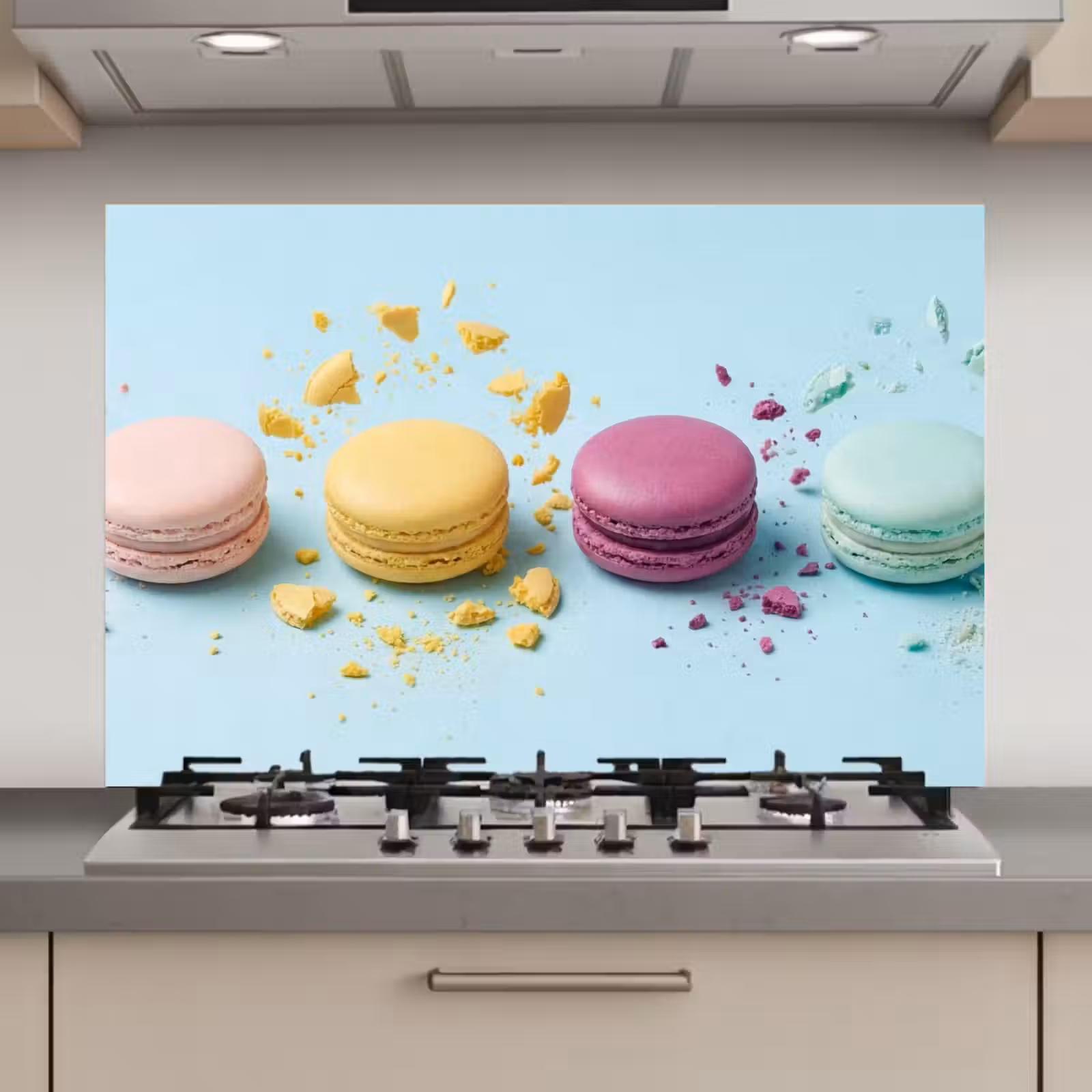 Spatscherm keuken - Macarons - Kleurrijk - Pastel — 1
