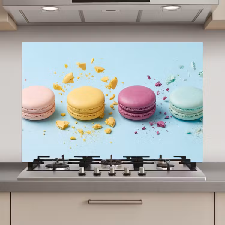 Spatscherm keuken - Macarons - Kleurrijk - Pastel — 1