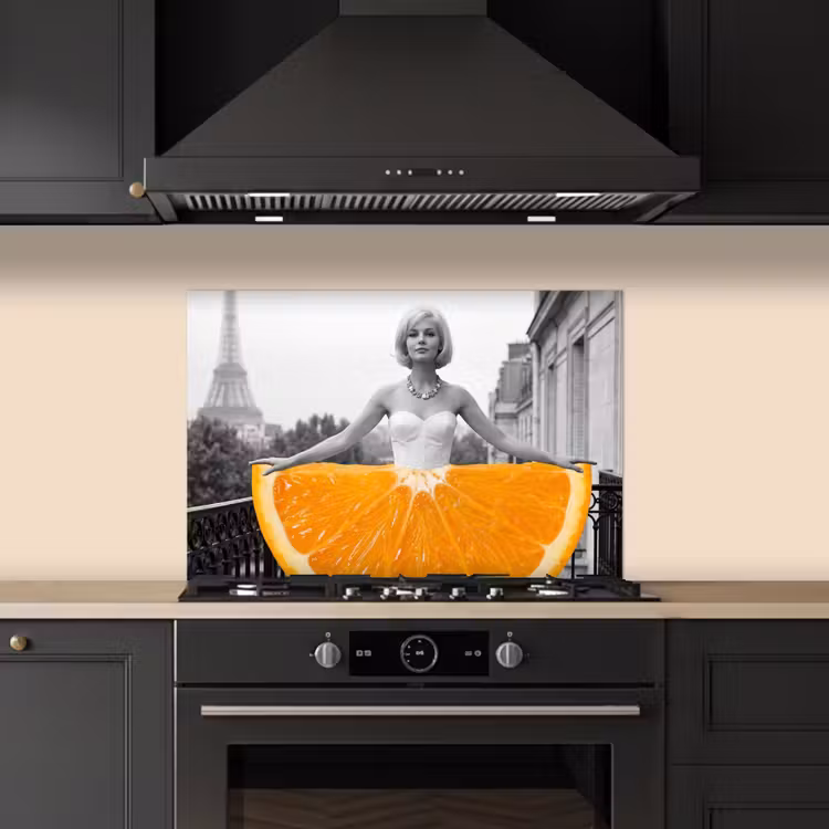 Spatscherm keuken - Sinaasappel - Eiffeltoren - Vrouw — 2