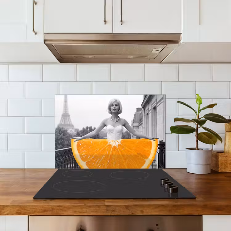 Spatscherm keuken - Sinaasappel - Eiffeltoren - Vrouw — 6