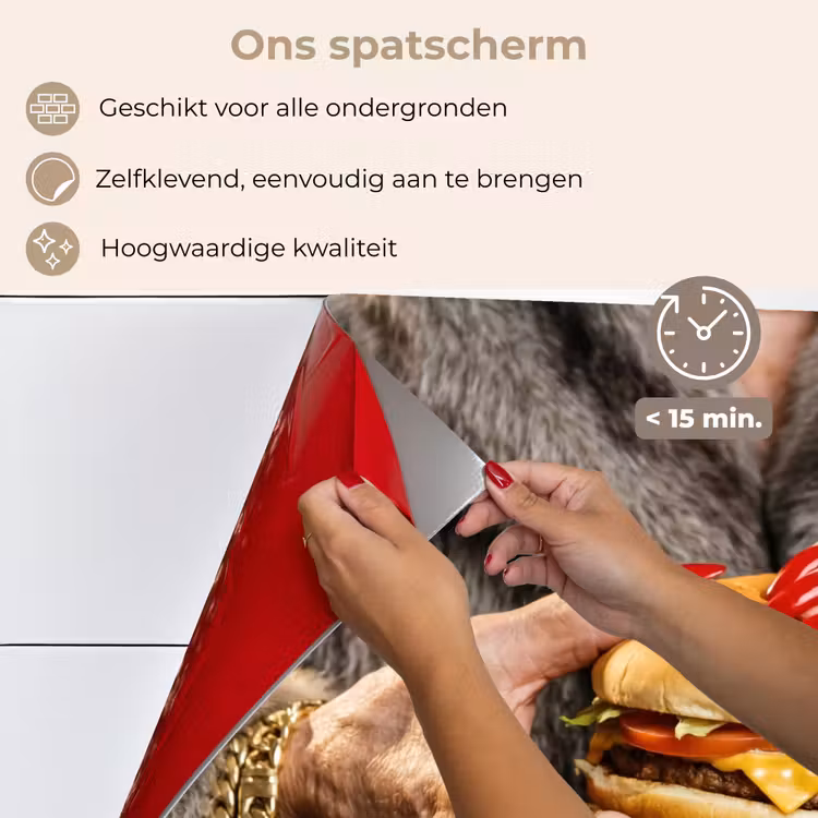 Spatscherm keuken - Vrouw - Hamburger - Bontjas — 4