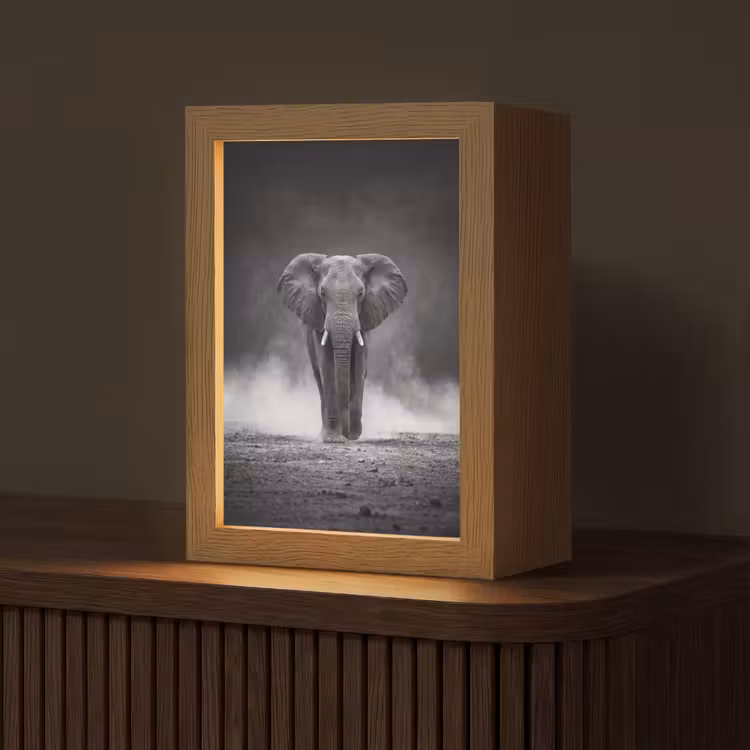 Tafellamp - Olifant in Stofwolk Zwart Wit