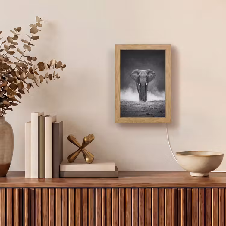 Tafellamp - Olifant in Stofwolk Zwart Wit — 4