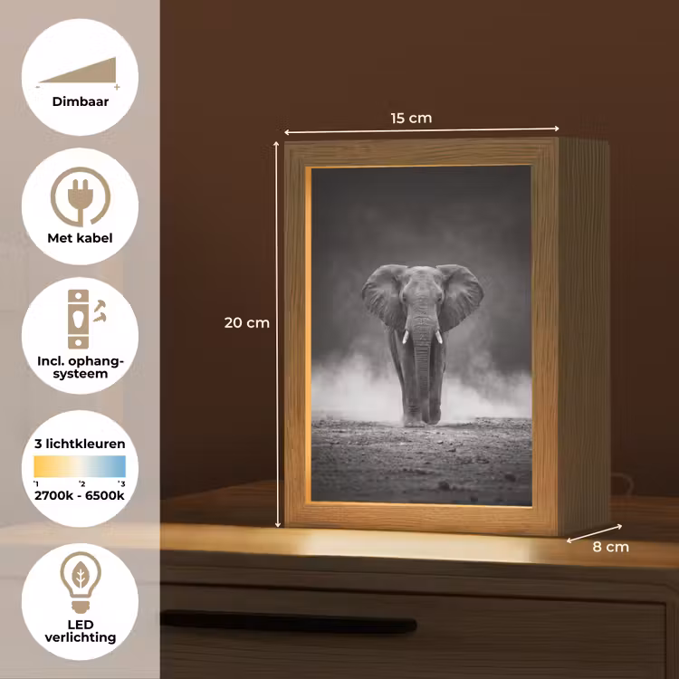 Tafellamp - Olifant in Stofwolk Zwart Wit — 7