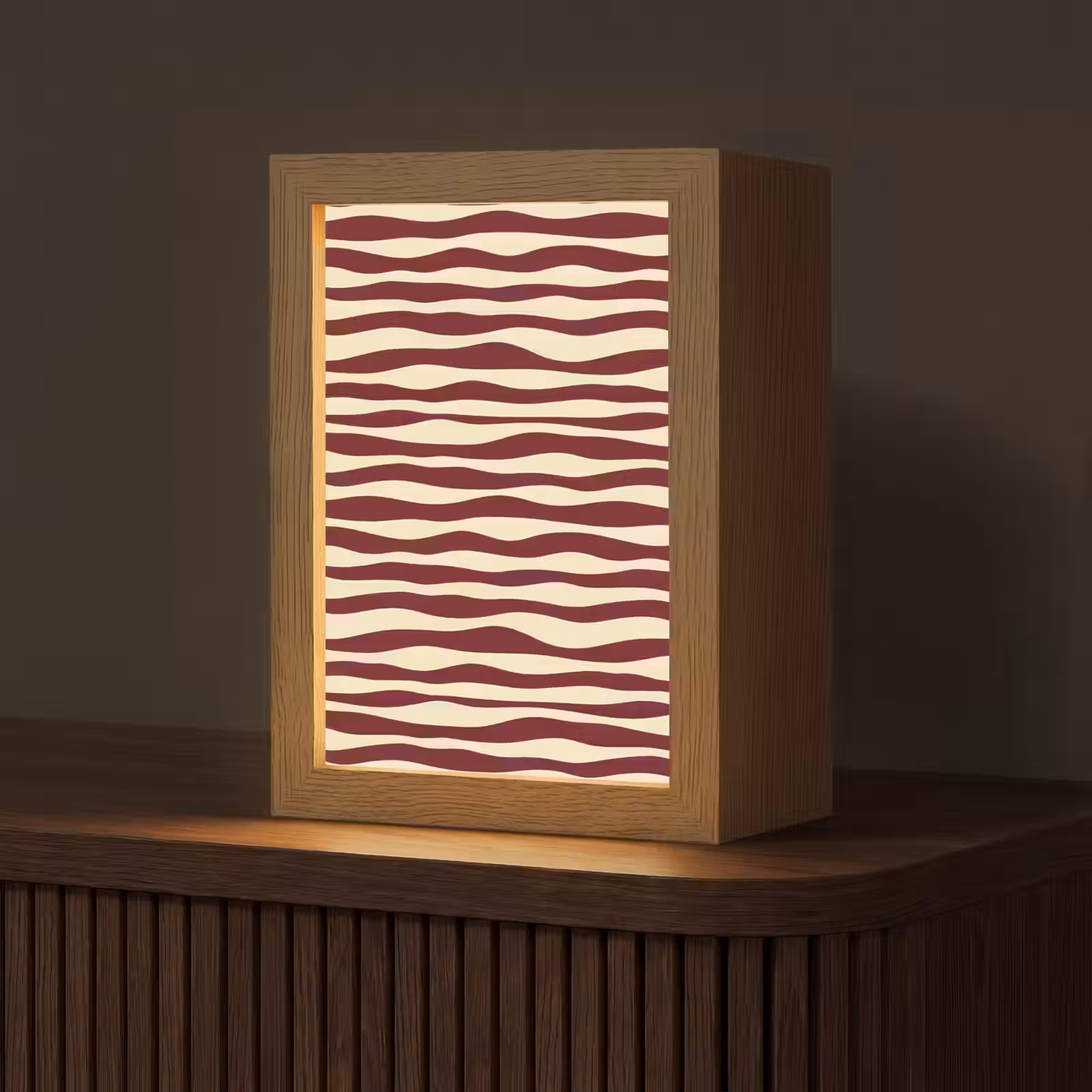 Tafellamp - Golven - Rood - Patroon - Crème — 1