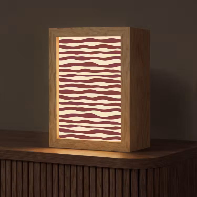 Tafellamp - Golven - Rood - Patroon - Crème — 1