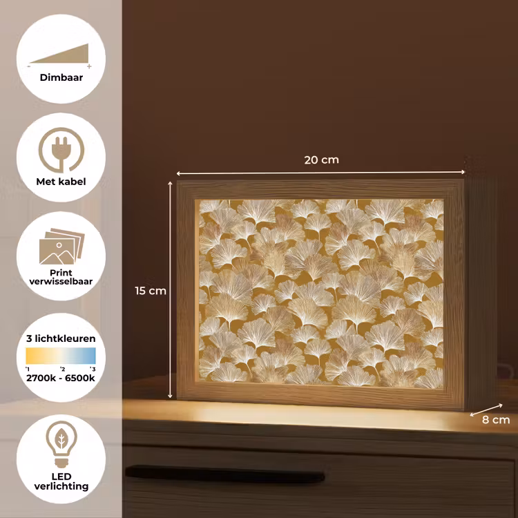 Lightbox - Wandlamp - Ginkgo - Bladeren - Goud — 9