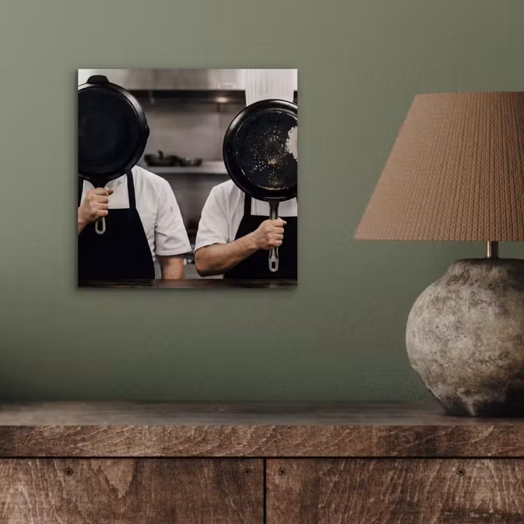 Aluminium schilderij - Koks - Koekenpannen - Keuken — 3