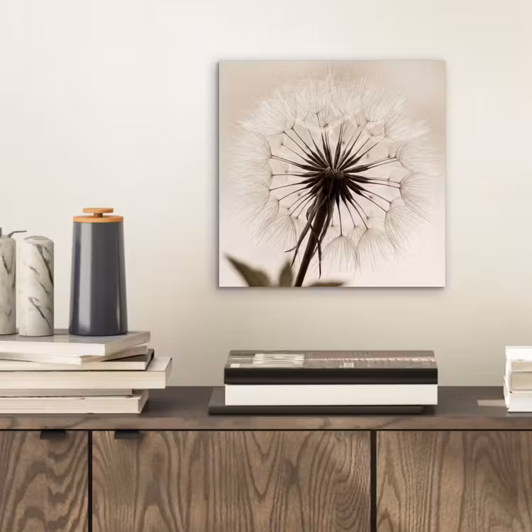 Aluminium schilderij - Paardenbloem - Minimalistisch - Wit — 2