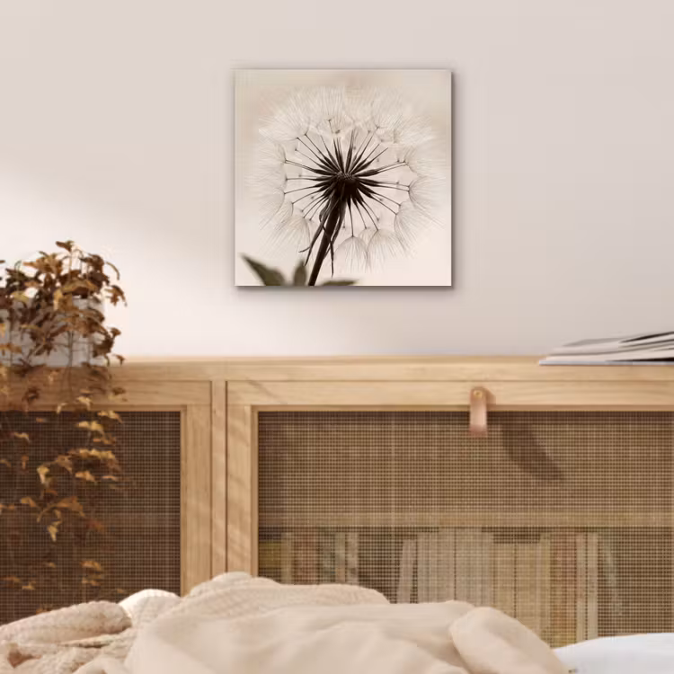 Aluminium schilderij - Paardenbloem - Minimalistisch - Wit — 4