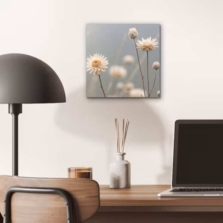 Aluminium schilderij - Strobloemen - Wit - Daglicht — 6