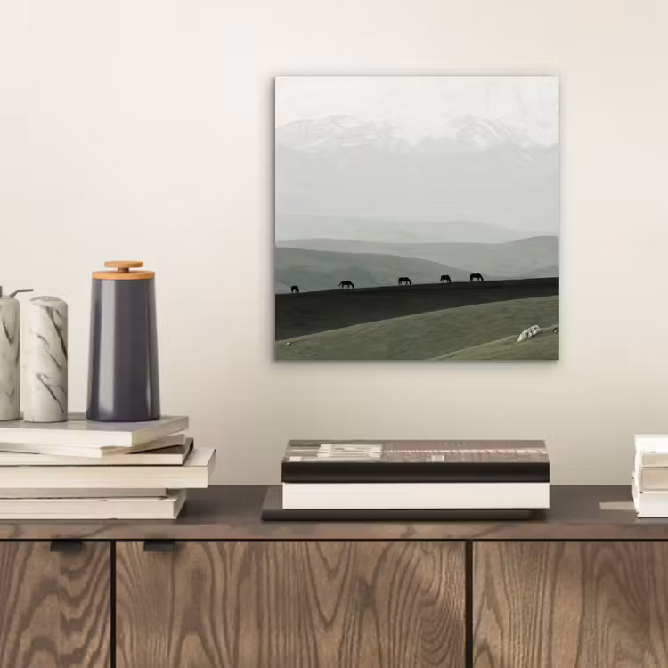 Aluminium schilderij - Grijs - Berg - Paarden — 2