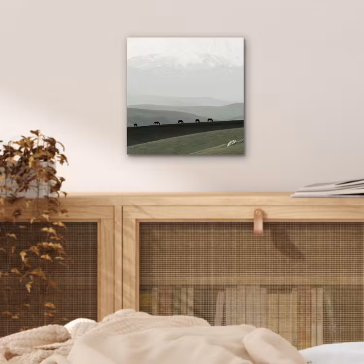 Aluminium schilderij - Grijs - Berg - Paarden — 4