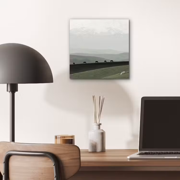 Aluminium schilderij - Grijs - Berg - Paarden — 6