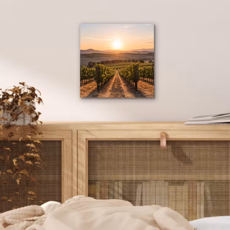 Aluminium schilderij - Wijngaard - Zonsondergang - Landschap — 4