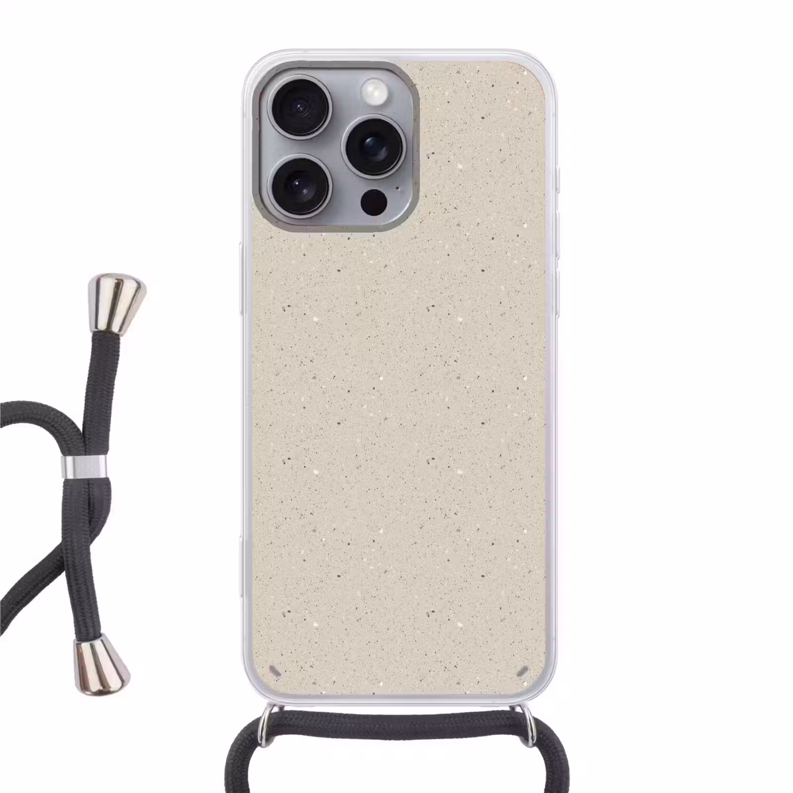Telefoonhoesje met koord - Lichtbeige - Terrazzo - Grijs — 1