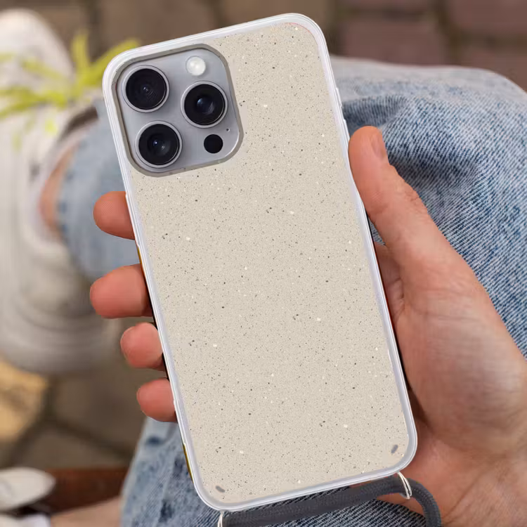 Telefoonhoesje met koord - Lichtbeige - Terrazzo - Grijs — 2