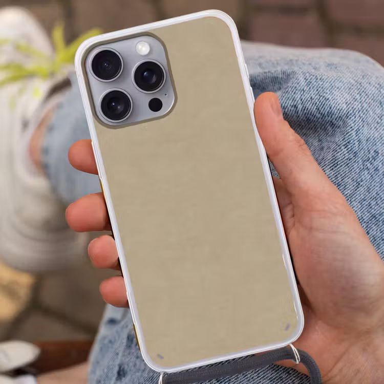 Telefoonhoesje met koord - Zandkleur - Korrelige structuur - Beton — 2