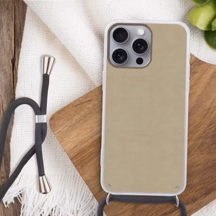 Telefoonhoesje met koord - Zandkleur - Korrelige structuur - Beton — 3