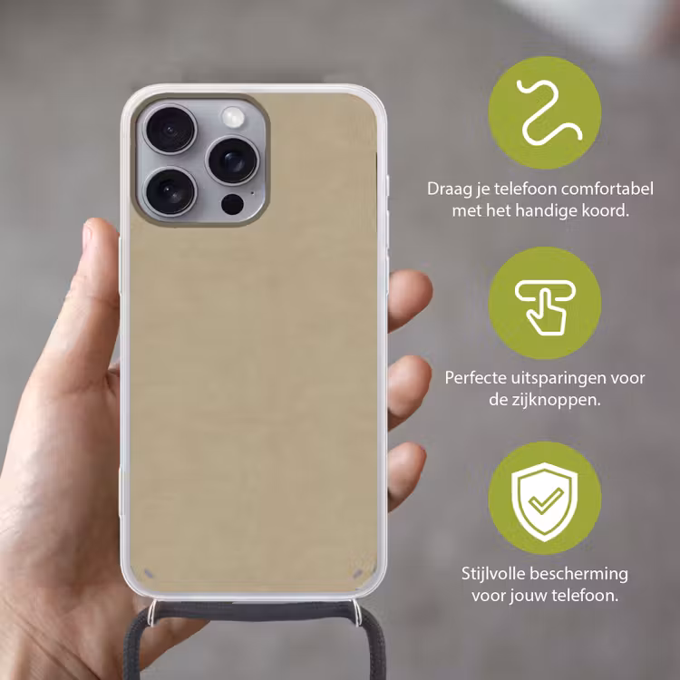 Telefoonhoesje met koord - Zandkleur - Korrelige structuur - Beton — 4