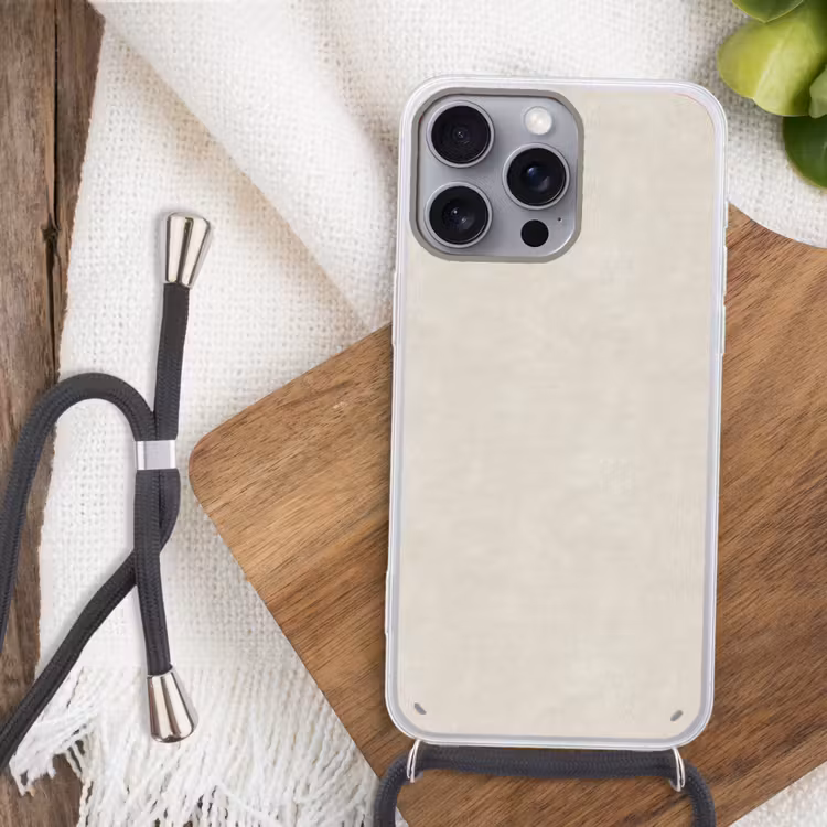 Telefoonhoesje met koord - Zandkleurig - Modern - Egaal — 3