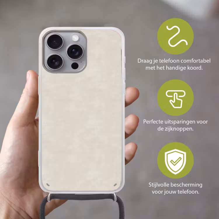 Telefoonhoesje met koord - Zandkleurig - Modern - Egaal — 4
