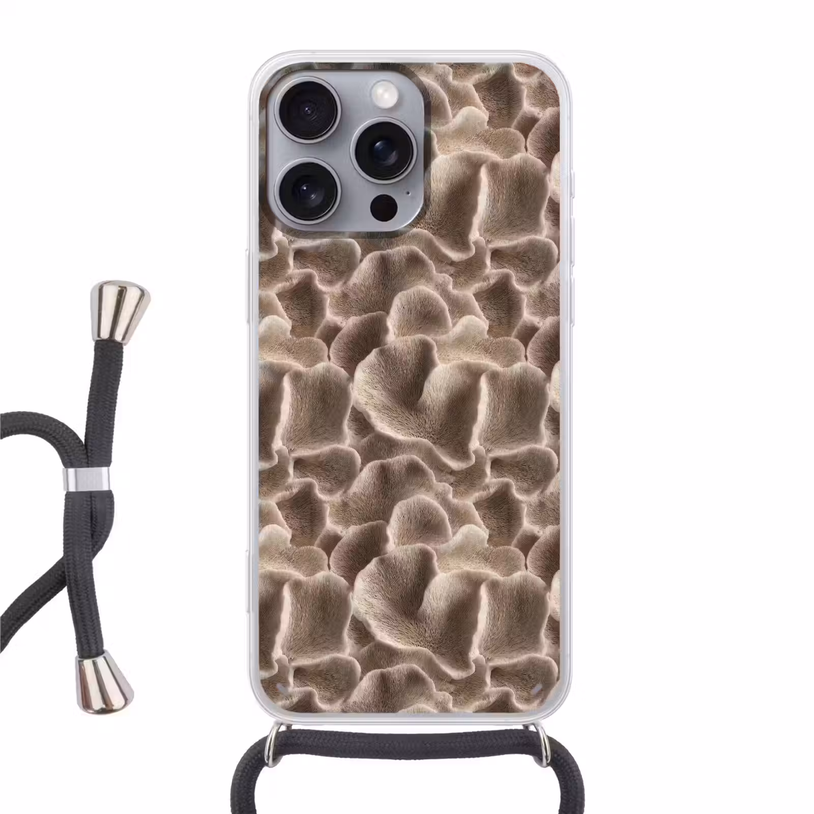 Telefoonhoesje met koord - Waaiervorm - Beige - Vezel textuur — 1