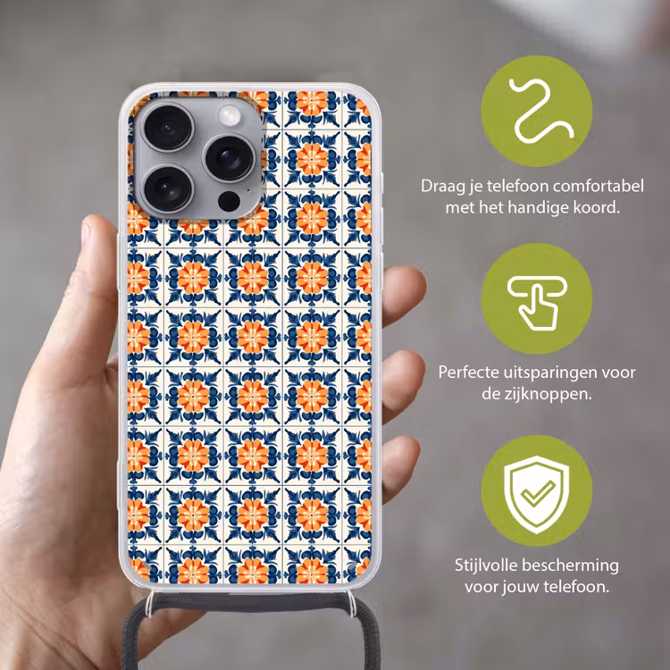 Telefoonhoesje met koord - Traditioneel - Tegel - Oranje — 4