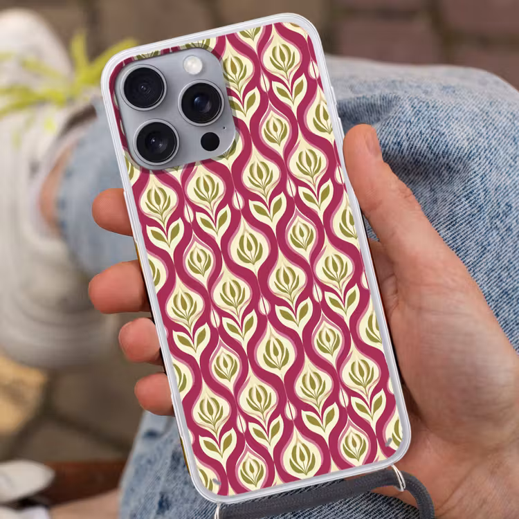 Telefoonhoesje met koord - Retro - Floraal - Paars — 2