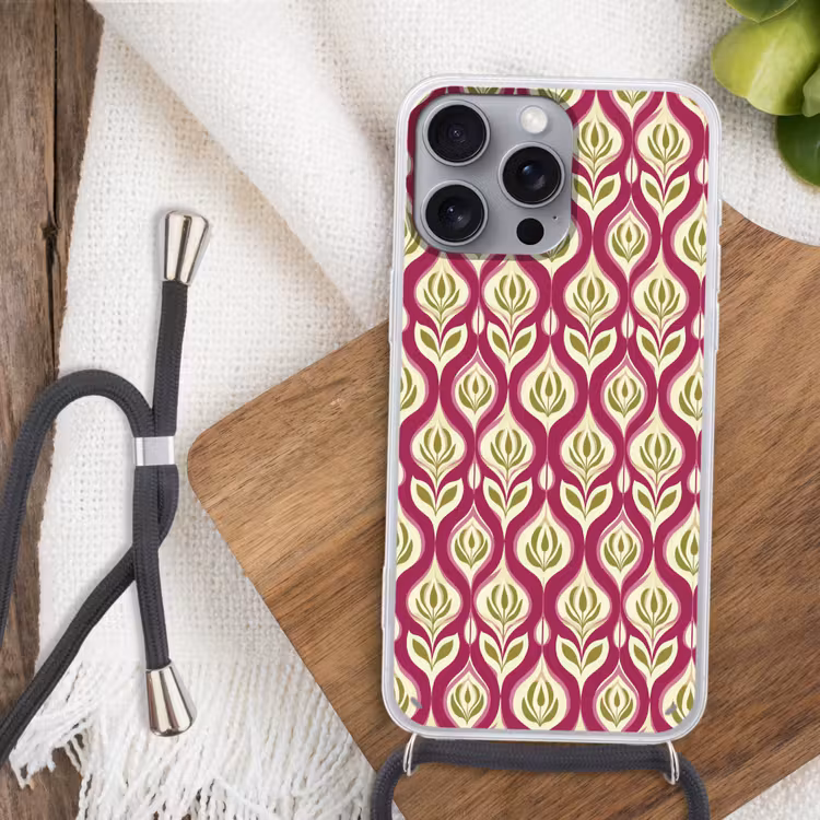 Telefoonhoesje met koord - Retro - Floraal - Paars — 3