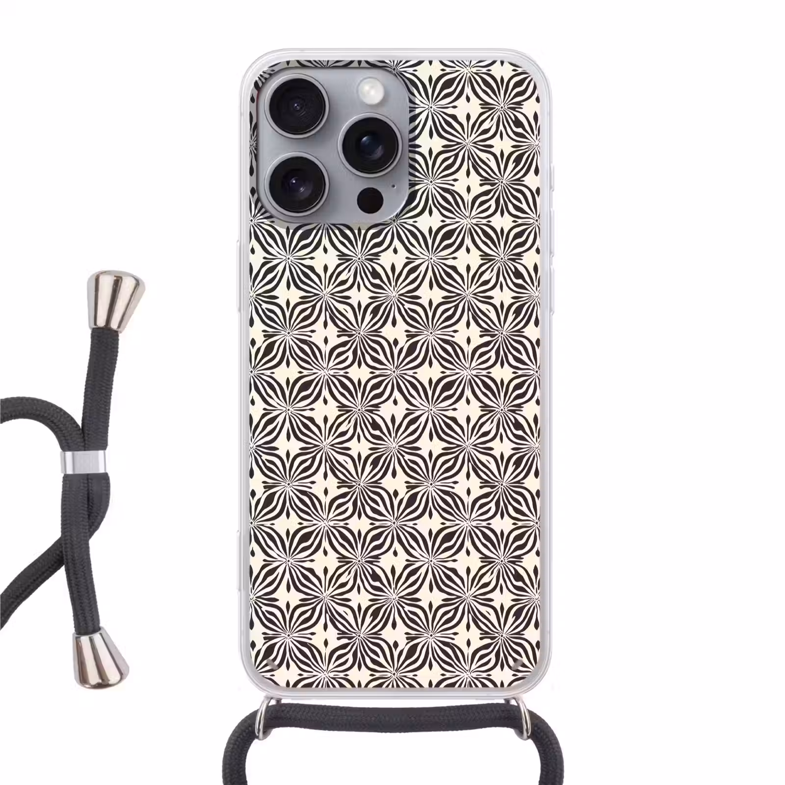 Telefoonhoesje met koord - Grafisch - Patroon - Zwart — 1