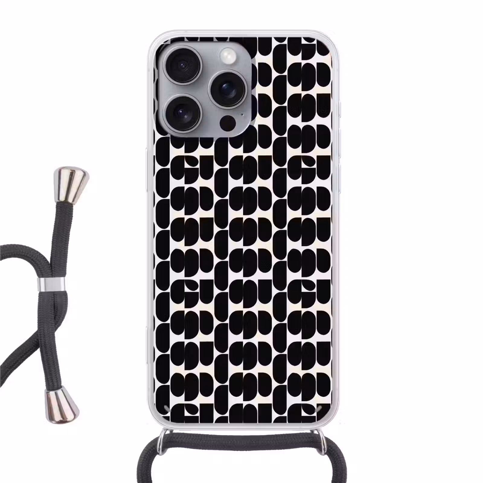 Telefoonhoesje met koord - Modern - Patroon - Zwart — 1