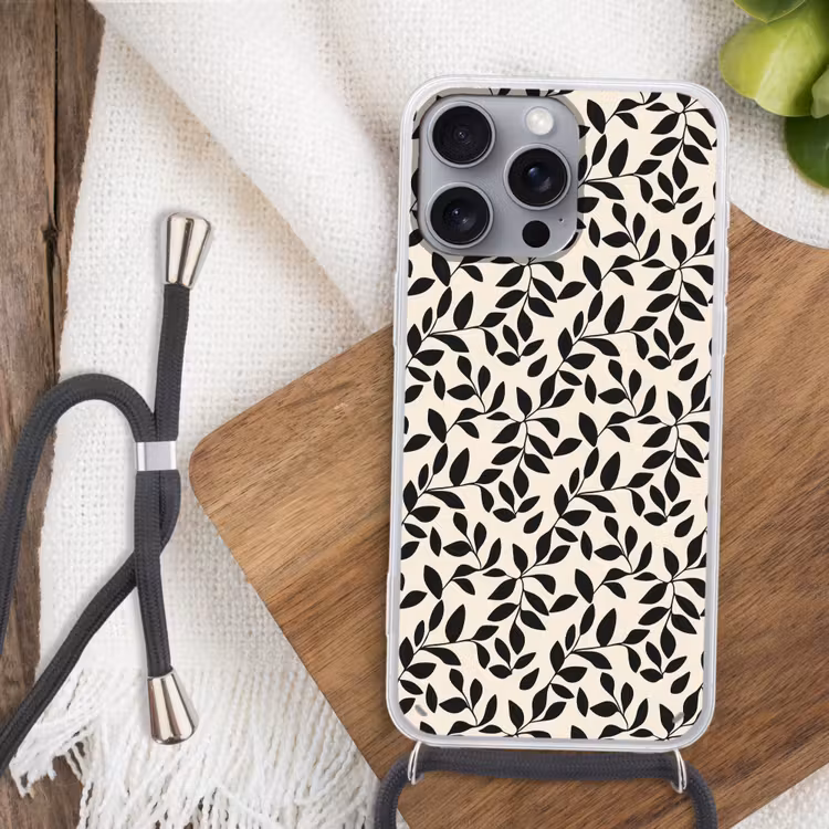 Telefoonhoesje met koord - Elegant - Patroon - Zwart - Beige — 3